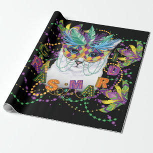 Papel De Regalo Gato Mardi Gras, divertida Mardi Gras