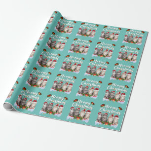 Papel De Regalo Gato Meowy Navidades en pareja Pajamas Santa