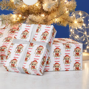 Papel De Regalo Gato Meowy Navideño Lindo Feliz Navidad Divertido