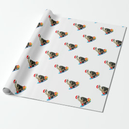 Papel De Regalo Gato Merlin de Navidad adorable