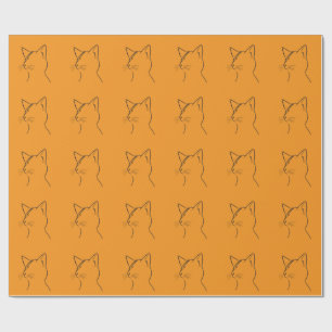 Papel De Regalo Gato Minimalista Rayo Relámpago Arte de Línea Mode