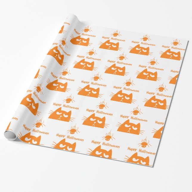 Papel De Regalo Gato mirando la araña colgante - Elegir fondo (Desenrollado)