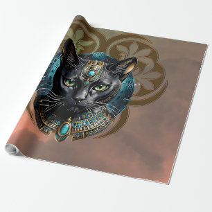 Papel De Regalo Gato místico de Egipto, negro como la noche,