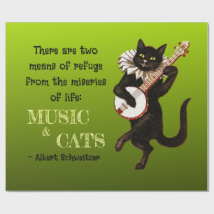 Papel De Regalo Gato Musical Adorable Dos Medios de Refugio Schwei