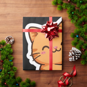 Papel De Regalo Gato Naranja Lindo Alimentado por Café y Caos