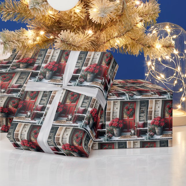 Papel De Regalo Gato navidad En Doormat (Vacaciones)