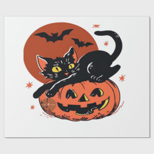 Papel De Regalo Gato Negro, Camiseta Clásica Nostálgica de Hallowe