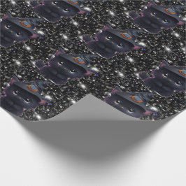 Papel De Regalo Gato negro chiflado de Halloween