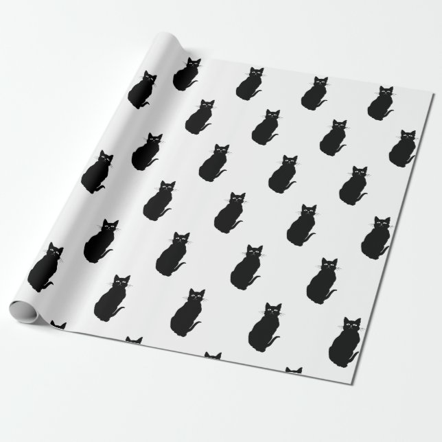 Papel De Regalo Gato negro clásico (Desenrollado)