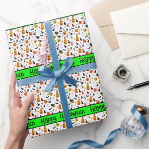 Papel De Regalo Gato negro de calabaza fantasma de Halloween para 