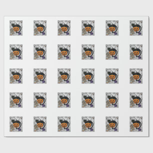 Papel De Regalo Gato negro de Halloween calabaza lápida caldero Ri
