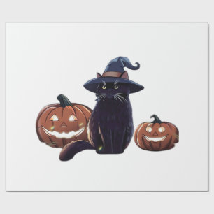 Papel De Regalo Gato negro de Halloween camiseta clásica