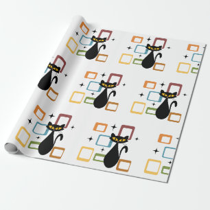Papel De Regalo Gato negro de Mid Century