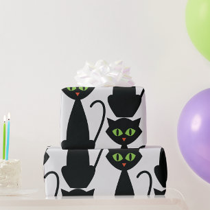 Papel De Regalo Gato negro de ojos verdes