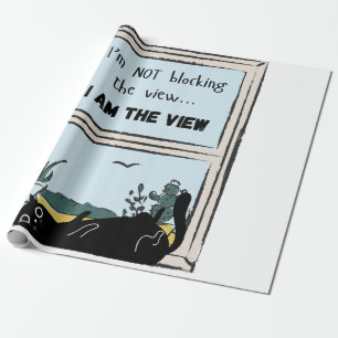 Papel De Regalo Gato negro divertido, soy la vista