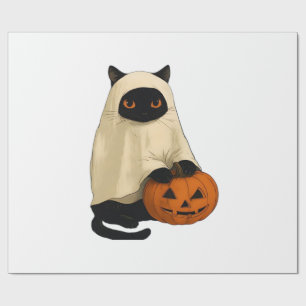 Papel De Regalo Gato negro fantasma con camiseta esencial de calab