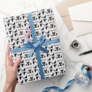 Papel De Regalo Gato negro gatito con ganas de comer