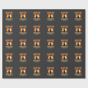 Papel De Regalo Gato Negro Halloween Familiar Cementerio Antiguo D