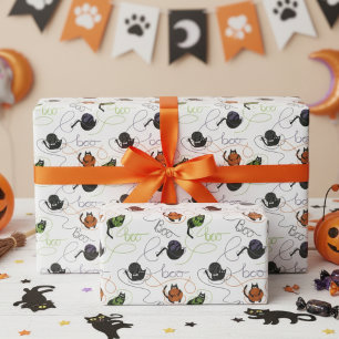 Papel De Regalo Gato Negro Hermosamente Enredado Kitten Halloween