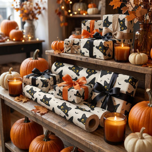 Papel De Regalo Gato negro lindo de Halloween