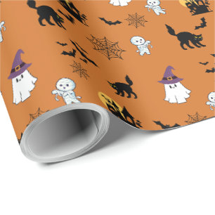 Papel De Regalo Gato negro lindo Halloween