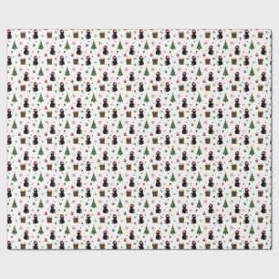 Papel De Regalo Gato negro lindo patrón navideño