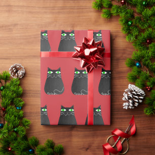 Papel De Regalo Gato Negro Navidad