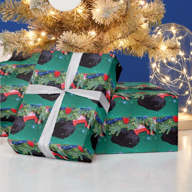 PAPEL DE REGALO GATO NEGRO, NAVIDAD MERRY    (Vacaciones)