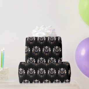 Papel De Regalo Gato Negro Regio Patrón de Rhinestones Halloween
