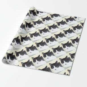 Papel De Regalo Gato negro y blanco