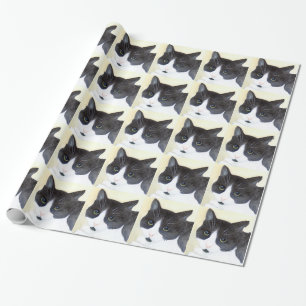 Papel De Regalo Gato negro y blanco