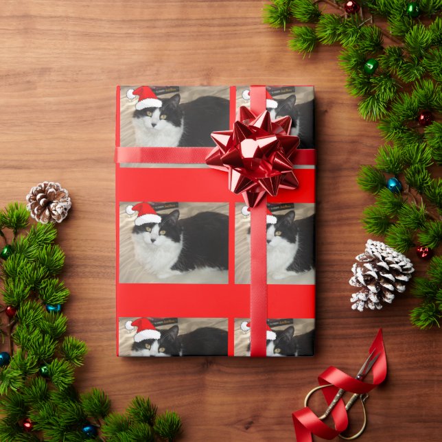 Papel De Regalo Gato negro y blanco navidad (Regalo de vacaciones)