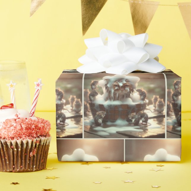 Papel De Regalo Gato Obteniendo Un Baño (Fiesta de cumpleaños )