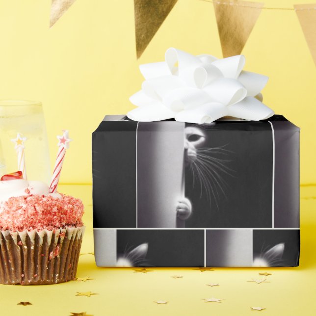 Papel De Regalo Gato oculto en las sombras (Fiesta de cumpleaños )