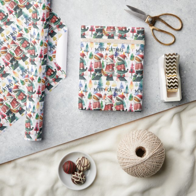 Papel De Regalo Gato para Navidades (Artesanía)