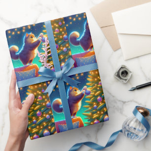 Papel De Regalo Gato parado en sofá para decorar árbol de Navidad