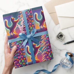 Papel De Regalo Gato Parado En Sofa Para Decorar El Árbol De Navid