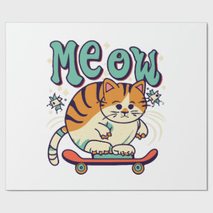 Papel De Regalo Gato Patinando Miau