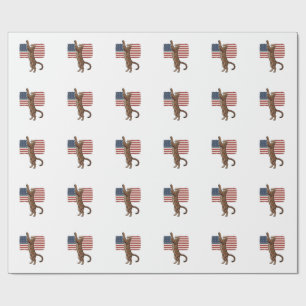 Papel De Regalo Gato Patriótico Bandera Americana Diseño Vectorial