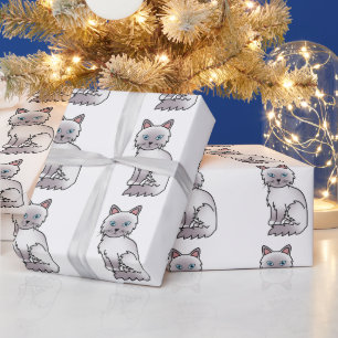 Papel De Regalo Gato Patrón Lilac Point Birman / Ragdoll Lindo
