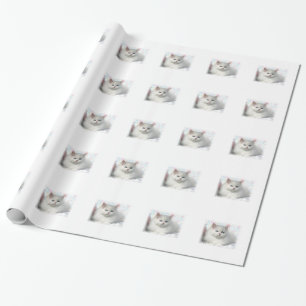 Papel De Regalo Gato persa adorable blanco