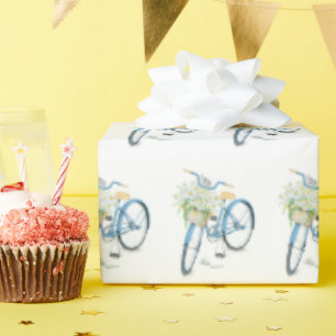 Papel De Regalo gato persa blanco en la cesta de la bicicleta