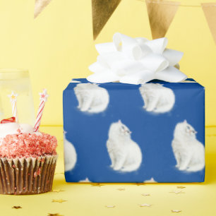 Papel De Regalo Gato persa en azul