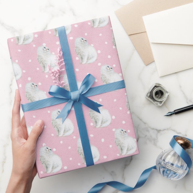 Papel De Regalo Gato persa en puntos (Regalar)