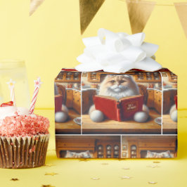 Papel De Regalo Gato persa leyendo un libro