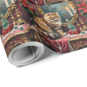 Papel De Regalo Gato Persa Navidad Terciopelo Vanidad Fiesta