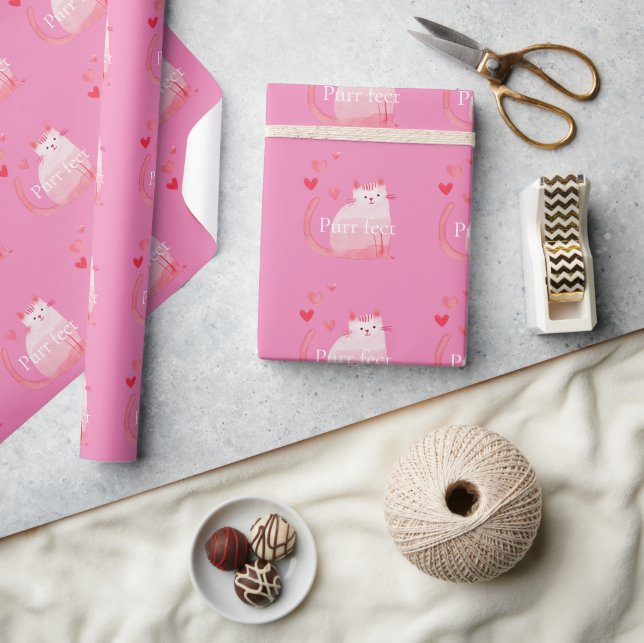 Papel De Regalo Gato Pink Purrfect (Artesanía)