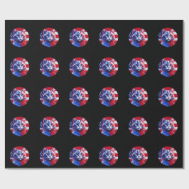 Papel De Regalo Gato Rojo Blanco y Azul con Fondo de Bandera Ameri