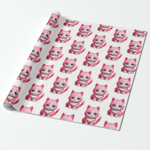 Papel De Regalo Gato rosa