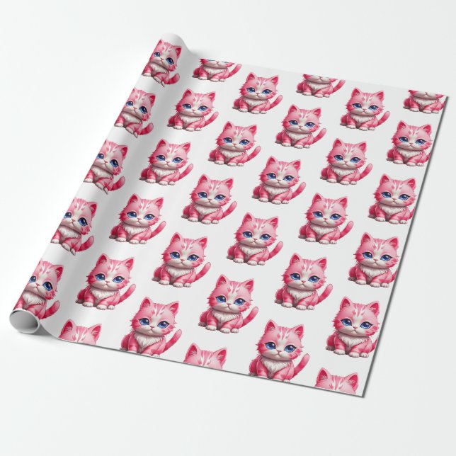 Papel De Regalo Gato rosa (Desenrollado)